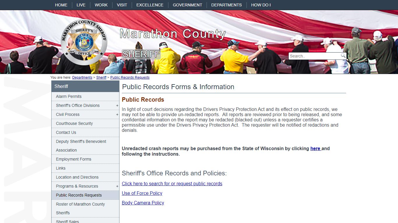 Public Records Forms and Information / Sheriff's Department