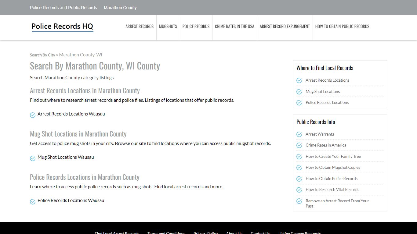 Police Records in Marathon County, WI