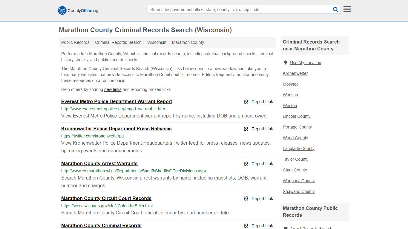 Marathon County Criminal Records Search (Wisconsin)